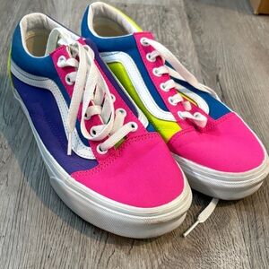 Vans Kids Sneakers in Pink, Blue, and Yellow